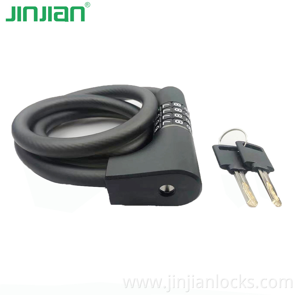 New arrived 4 digits combination bike lock with keys bicycle cable lock